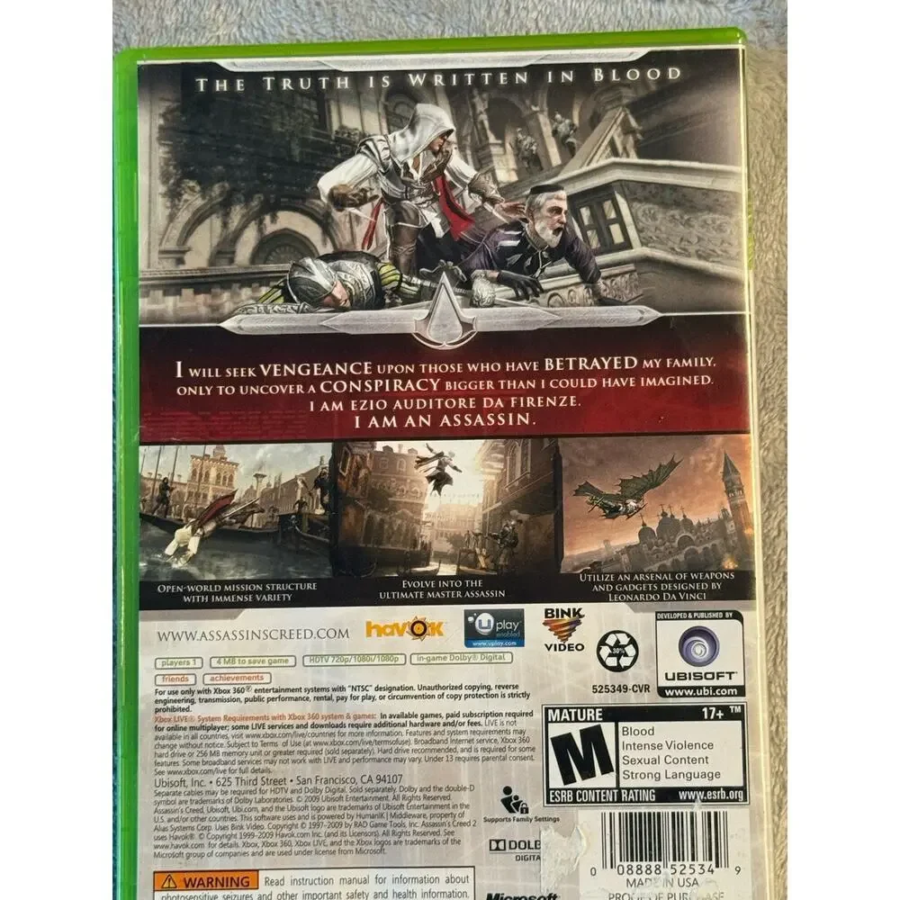 Lot Set Assassin's Creed II Xbox 360 Revelations Brotherhood Unity with Manuals